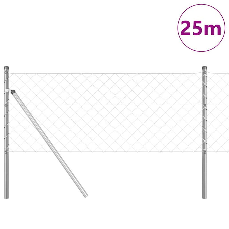 Afbeelding laden in galerijviewer, Vidaxl afrasteringspaal zilver 25 x 0,8 m (60 x 60 mm gaas) staal
