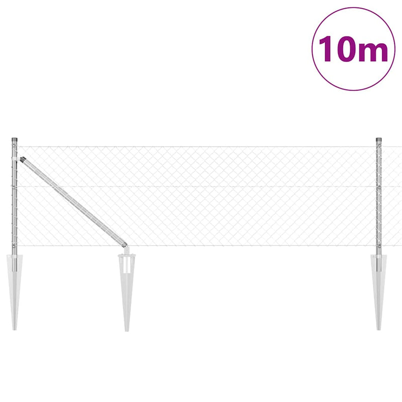 Afbeelding laden in galerijviewer, Vidaxl afrasteringspaal zilver 10 x 0,8 m (40 x 40 mm gaas) staal
