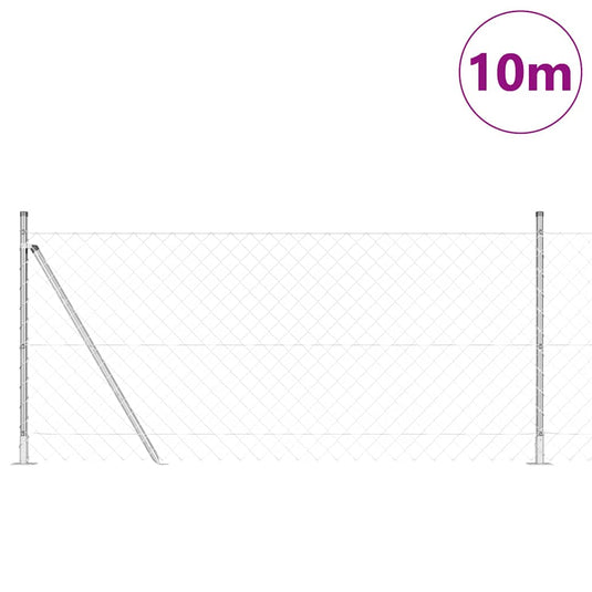 Vidaxl afrasteringspaal zilver 10 x 0,8 m (60 x 60 mm gaas) staal