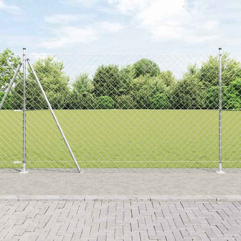 Afbeelding laden in galerijviewer, Vidaxl afrasteringspaal zilver 10 x 1,4 m (60 x 60 mm gaas) staal
