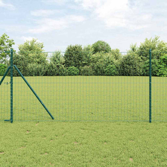 Vidaxl hek met paal groen 1 x 10 m staal en pvc