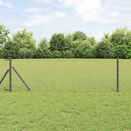 Vidaxl euro-hek met grondbevestiging 25 x 0,6 m pvc-coated staal grijs