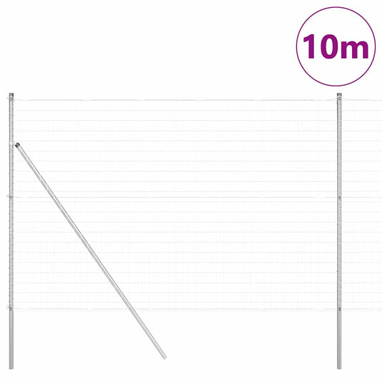 Vidaxl hek met paal zilver 1,5 x 10 m staal en pvc