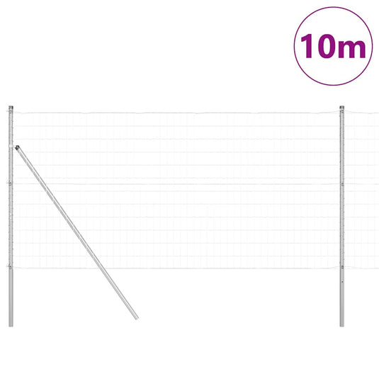 Vidaxl hek met paal zilver 1,2 x 10 m staal en pvc
