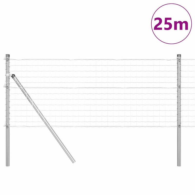 Afbeelding laden in galerijviewer, Vidaxl hek met paal zilver 0,6 x 25 m staal en pvc
