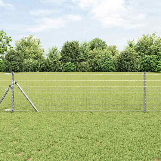 Vidaxl hek met paal zilver 0,4 x 25 m staal en pvc