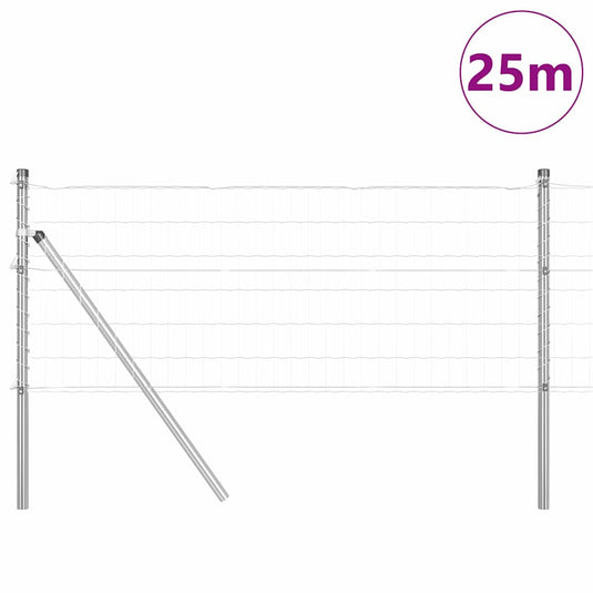 Vidaxl hek met paal zilver 0,4 x 25 m staal en pvc