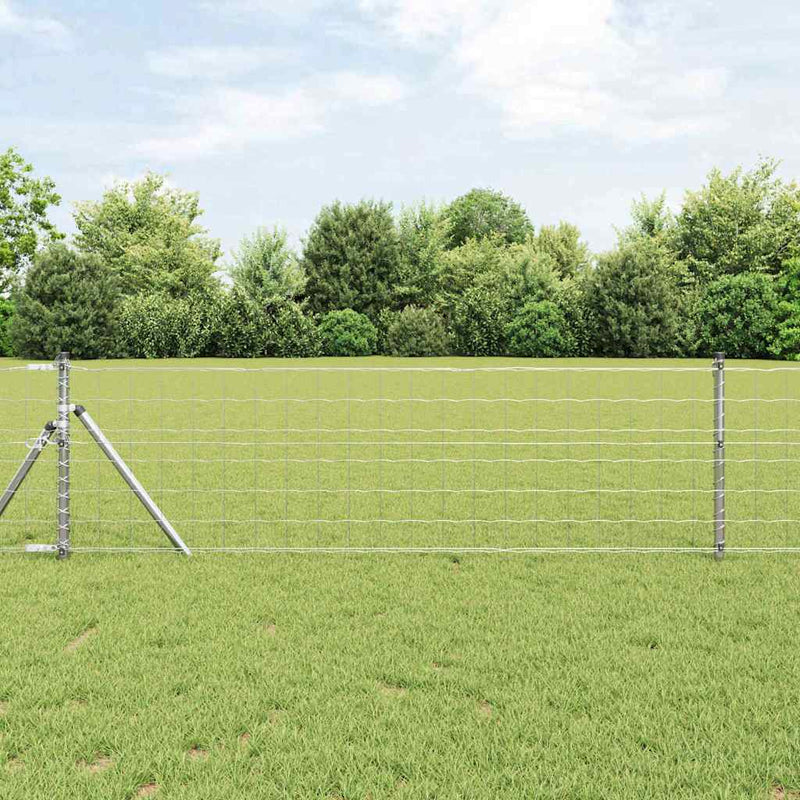 Afbeelding laden in galerijviewer, Vidaxl hek met paal zilver 0,4 x 25 m staal en pvc
