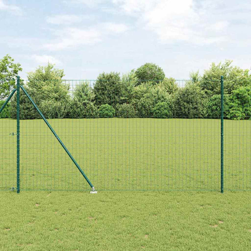Afbeelding laden in galerijviewer, Vidaxl hek met paal groen 1,5 x 10 m staal en pvc
