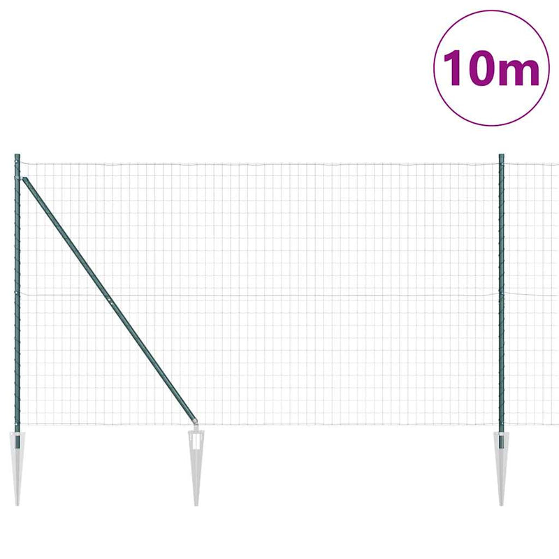Afbeelding laden in galerijviewer, Vidaxl hek met paal groen 1,5 x 10 m staal en pvc
