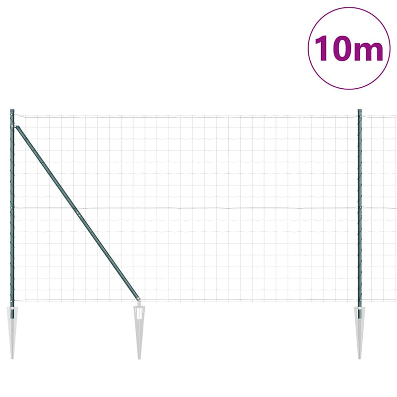 Afbeelding laden in galerijviewer, Vidaxl euro-hek met grondpennen 10 x 1,5 m pvc-coated staal groen mesh
