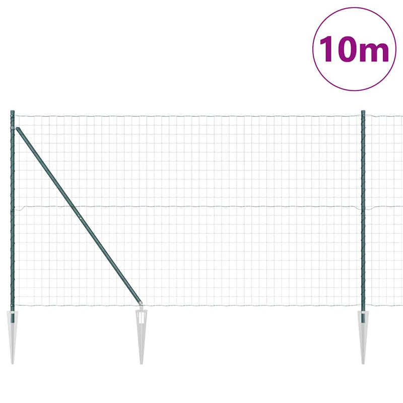 Afbeelding laden in galerijviewer, Vidaxl euro-hek met grondpennen 10 x 1,5 m pvc-coated staal groen mesh
