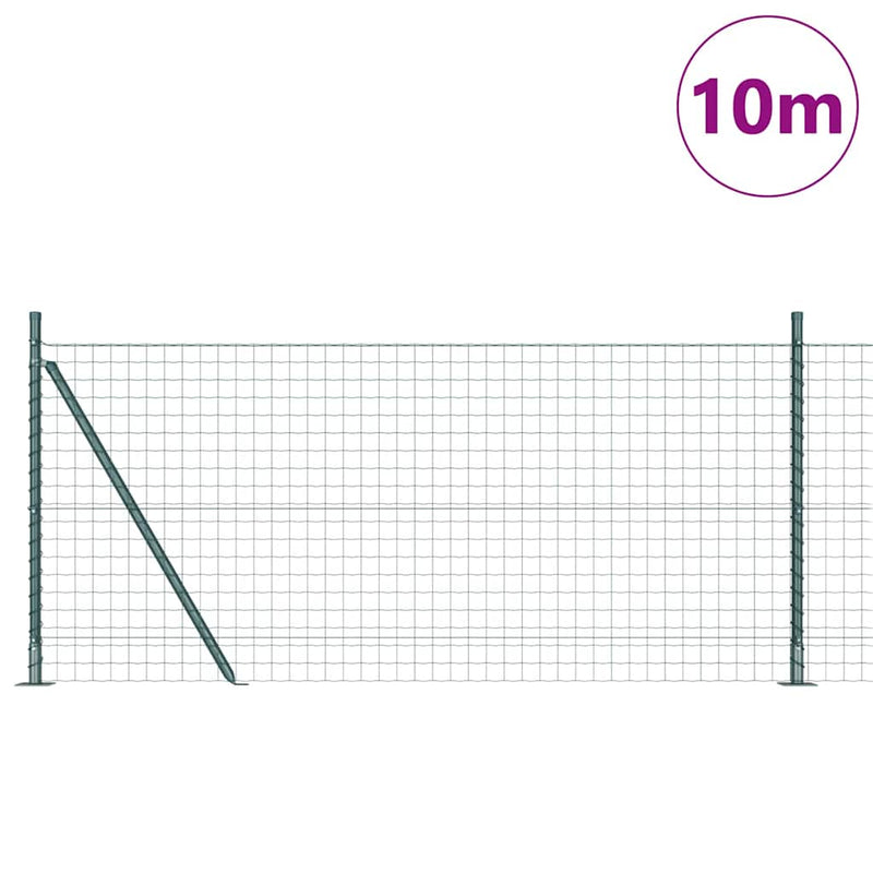 Afbeelding laden in galerijviewer, Vidaxl hek met paal groen 0,8 x 10 m staal en pvc
