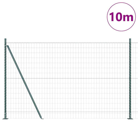 Vidaxl hek met paal groen 1,5 x 10 m staal en pvc