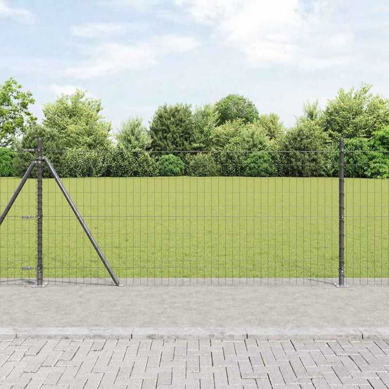 Afbeelding laden in galerijviewer, Vidaxl hek met paal grijs 0,8 x 25 m staal en pvc
