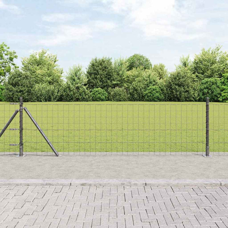 Afbeelding laden in galerijviewer, Vidaxl hek met paal grijs 0,6 x 25 m staal en pvc
