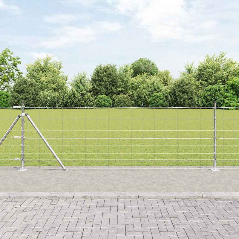 Afbeelding laden in galerijviewer, Vidaxl gelast draadhek met betonnen basis 25 x 0,8 m zilverkleurig
