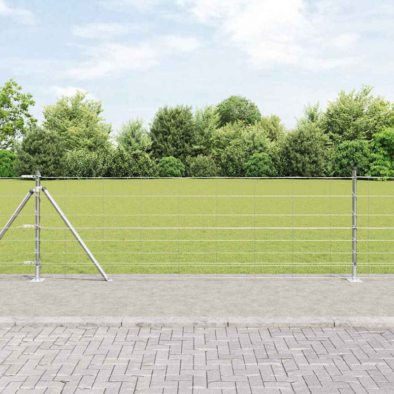 Afbeelding laden in galerijviewer, Vidaxl gelast draadhek met betonnen basis 25 x 0,8 m zilverkleurig
