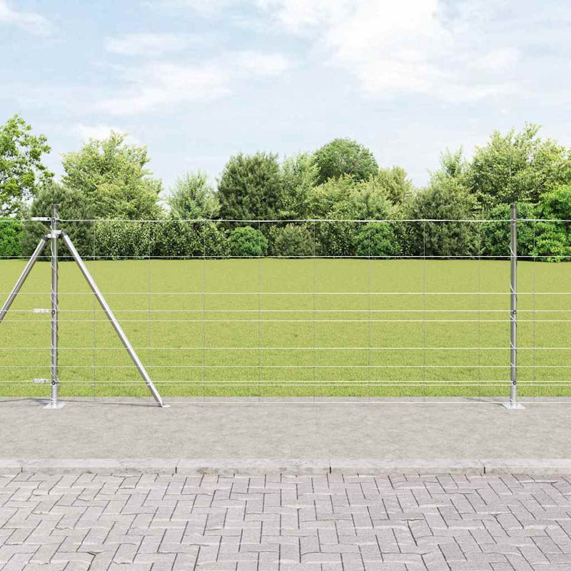 Afbeelding laden in galerijviewer, Vidaxl gelast draadhek met betonnen basis 25 x 1 m zilverkleurig mesh
