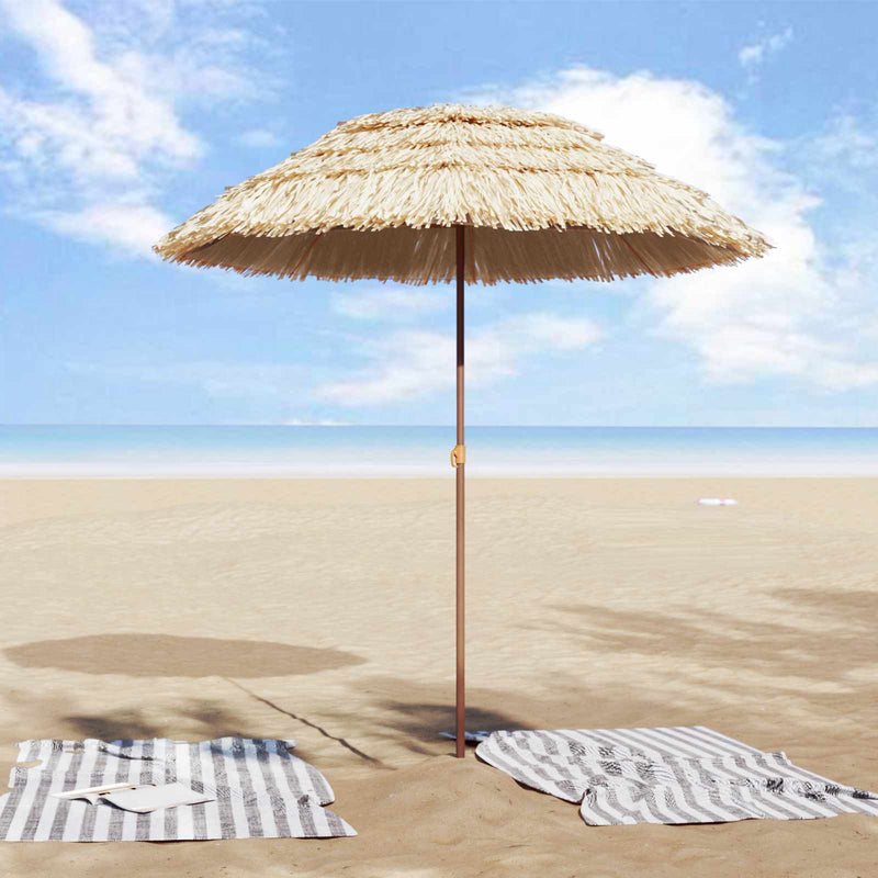 Afbeelding laden in galerijviewer, Vidaxl strandparasol 160 x 160 x 196 cm polyester en staal naturel
