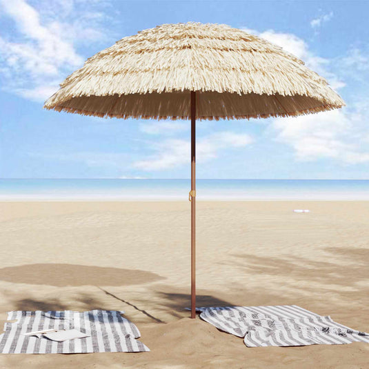 Vidaxl strandparasol 205 x 205 x 210 cm polyester en staal naturel