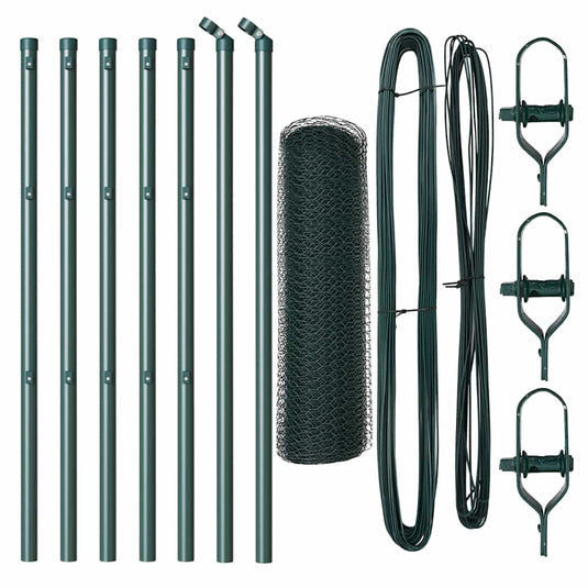 Vidaxl afrasteringspaal groen 10 x 0,6 m (25 mm gaas) staal en pvc