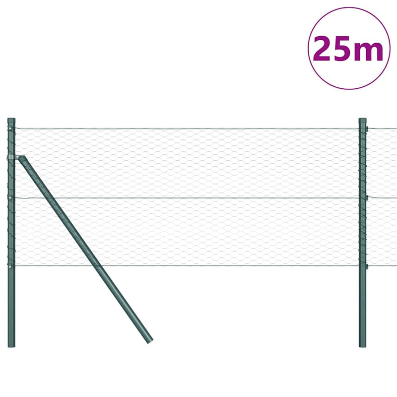 Afbeelding laden in galerijviewer, Vidaxl afrasteringspaal groen 25 x 0,6 m (25 mm gaas) staal en pvc
