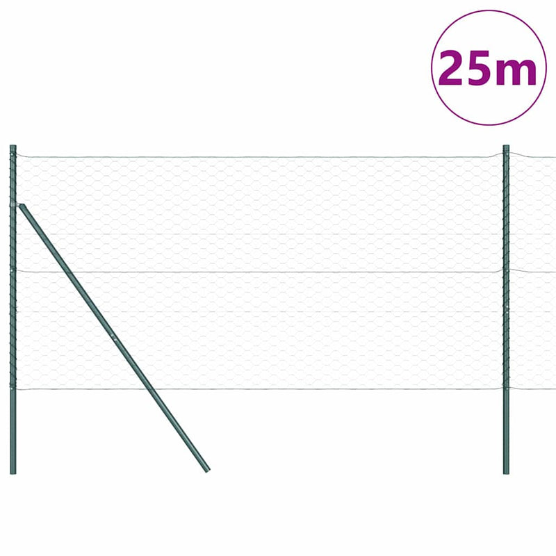 Afbeelding laden in galerijviewer, Vidaxl afrasteringspaal groen 25 x 1,4 m (50 mm gaas) staal en pvc
