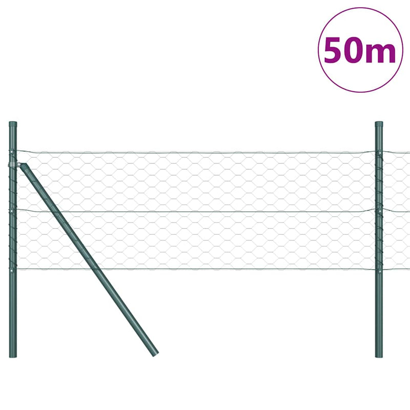 Afbeelding laden in galerijviewer, Vidaxl afrasteringspaal groen 50 x 0,5 m (50 mm gaas) staal en pvc
