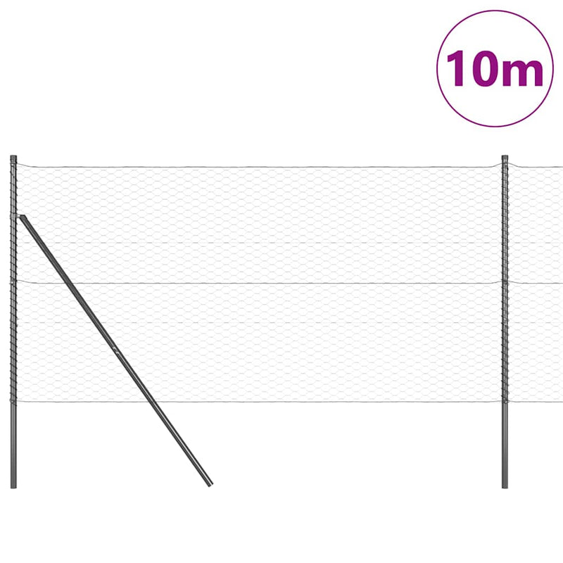 Afbeelding laden in galerijviewer, Vidaxl afrasteringspaal grijs 10 x 1 m (36 mm gaas) staal en pvc
