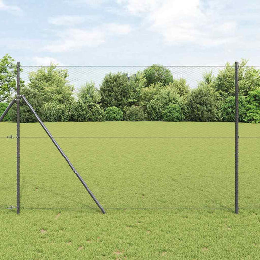 Vidaxl afrasteringspaal grijs 10 x 1,5 m (25 mm gaas) staal en pvc