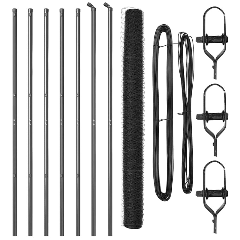 Afbeelding laden in galerijviewer, Vidaxl afrasteringspaal grijs 10 x 1,6 m (50 mm gaas) staal en pvc
