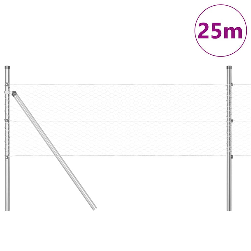 Afbeelding laden in galerijviewer, Vidaxl afrasteringspaal zilver 25 x 0,5 m (25 mm gaas) staal
