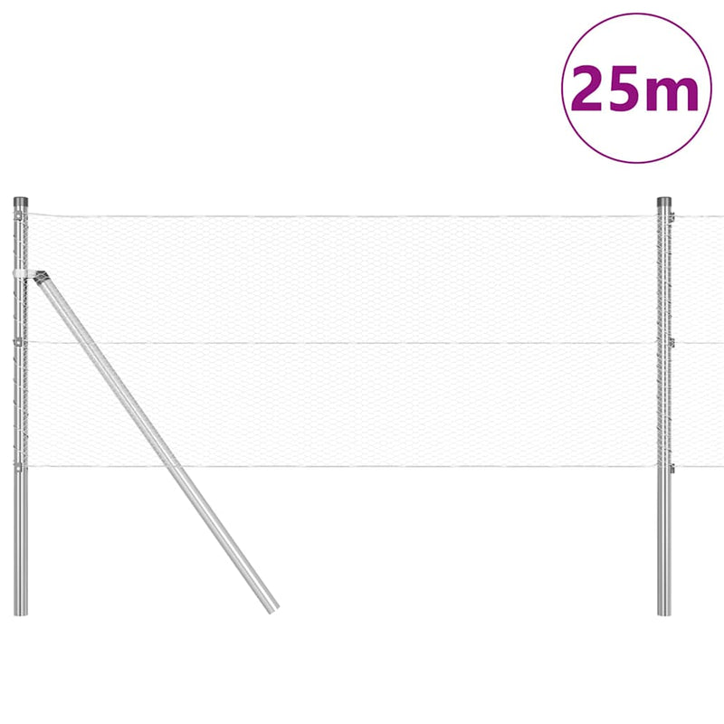 Afbeelding laden in galerijviewer, Vidaxl afrasteringspaal zilver 25 x 0,6 m (13 mm gaas) staal
