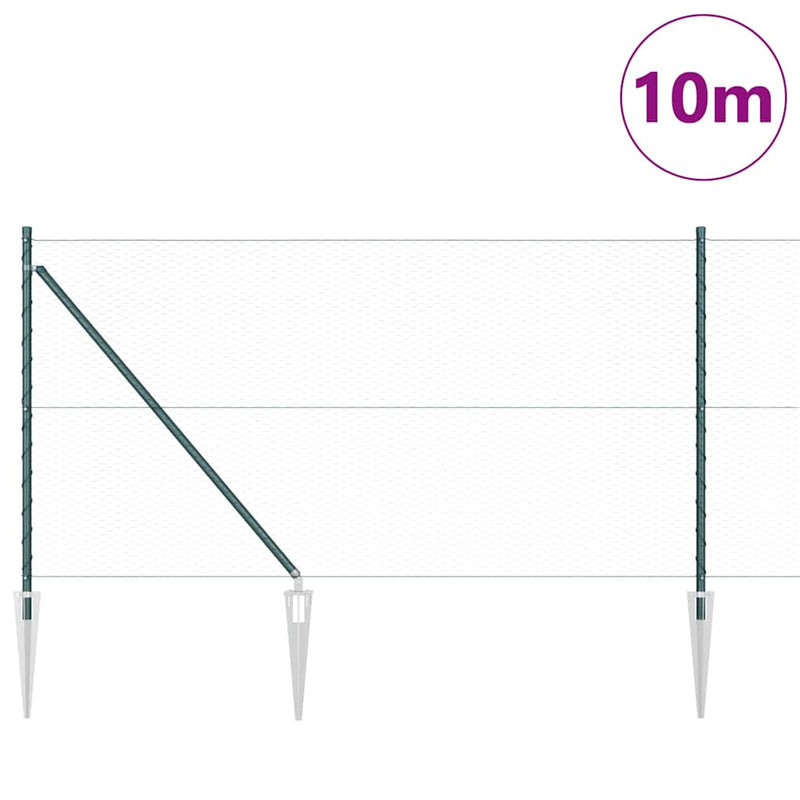 Afbeelding laden in galerijviewer, Vidaxl afrasteringspaal groen 10 x 1 m (25 mm gaas) staal en pvc
