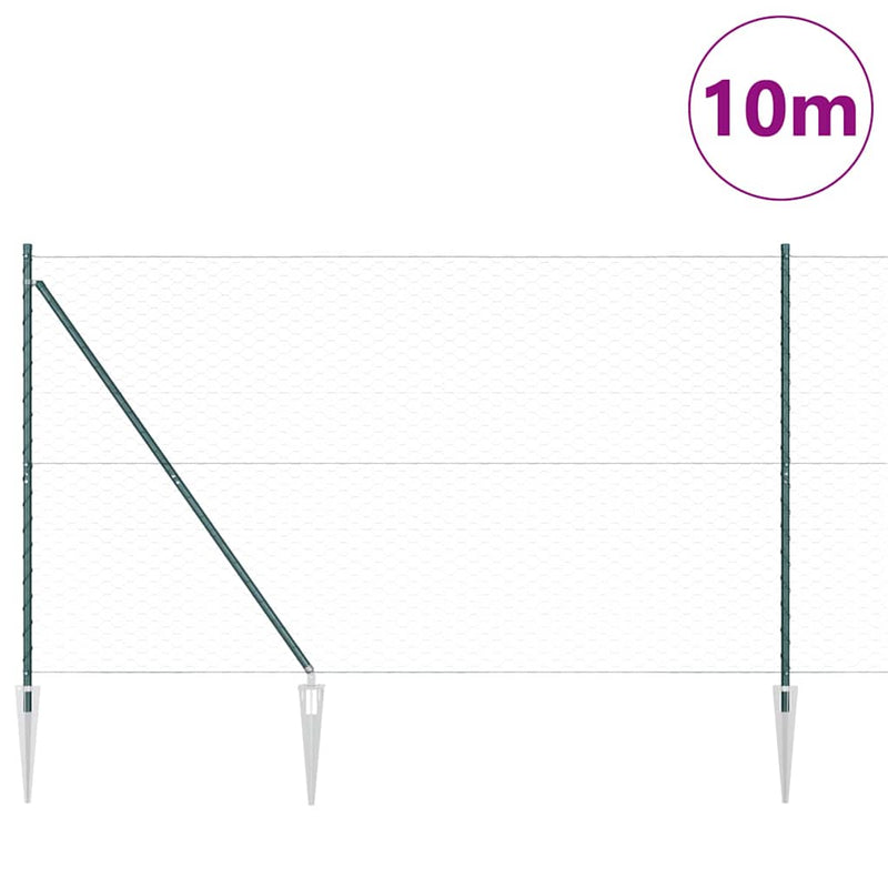 Afbeelding laden in galerijviewer, Vidaxl afrasteringspaal groen 10 x 1,6 m (50 mm gaas) staal en pvc
