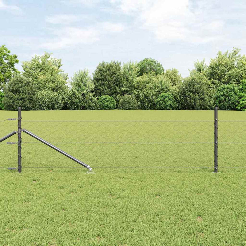 Afbeelding laden in galerijviewer, Vidaxl afrasteringspaal grijs 10 x 0,4 m (50 mm mesh) staal en pvc
