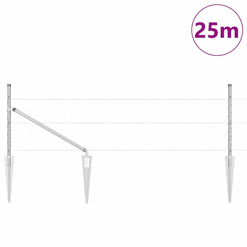 Afbeelding laden in galerijviewer, Vidaxl afrasteringspaal zilver 25 x 0,4 m (25 mm gaas) staal
