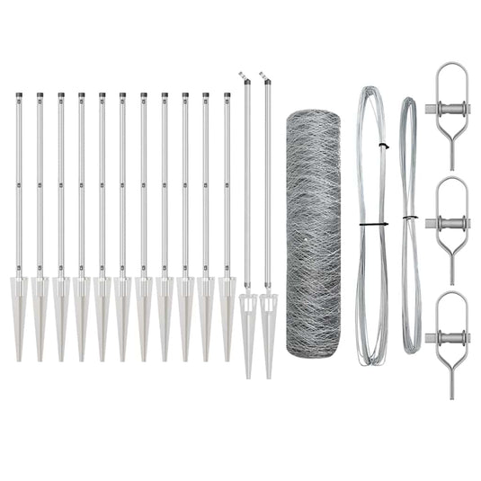 Vidaxl afrasteringspaal zilver 25 x 0,4 m (50 mm gaas) staal