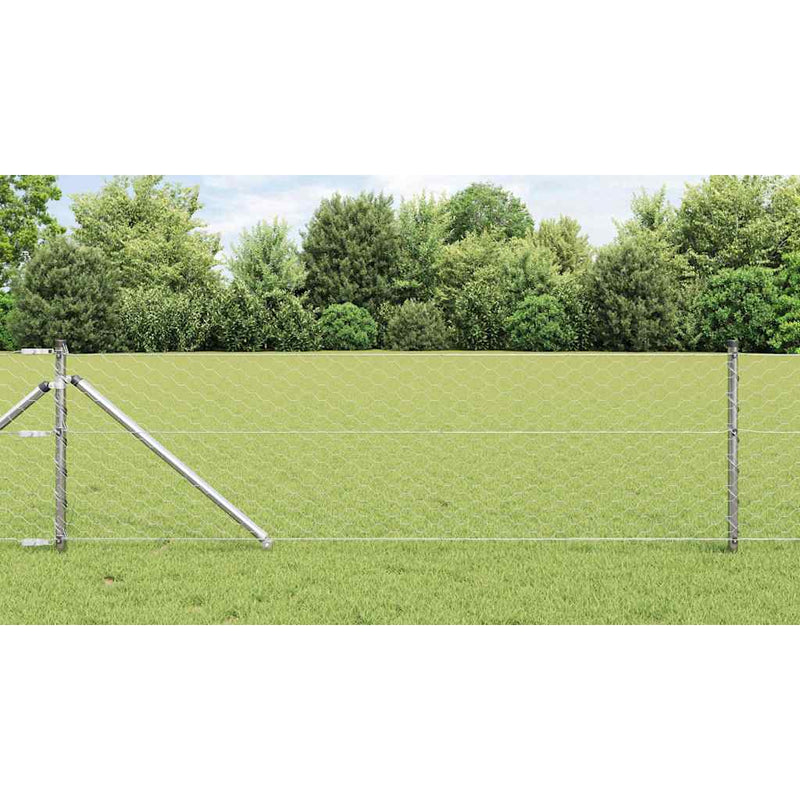 Afbeelding laden in galerijviewer, Vidaxl afrasteringspaal zilver 25 x 0,6 m (50 mm gaas) staal
