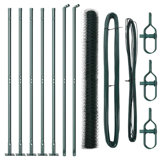Vidaxl afrasteringspaal groen 10 x 1,4 m (50 mm gaas) staal en pvc