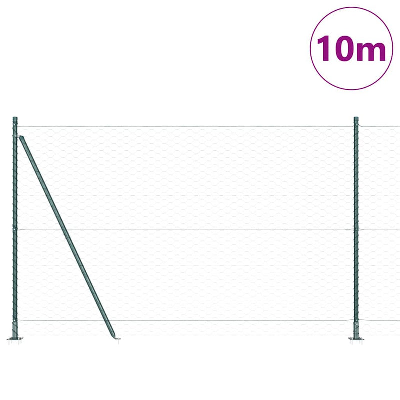 Afbeelding laden in galerijviewer, Vidaxl afrasteringspaal groen 10 x 1,4 m (50 mm gaas) staal en pvc

