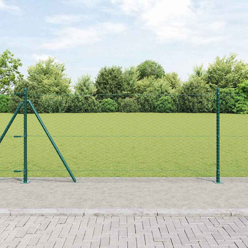 Afbeelding laden in galerijviewer, Vidaxl afrasteringspaal groen 25 x 0,8 m (36 mm gaas) staal en pvc
