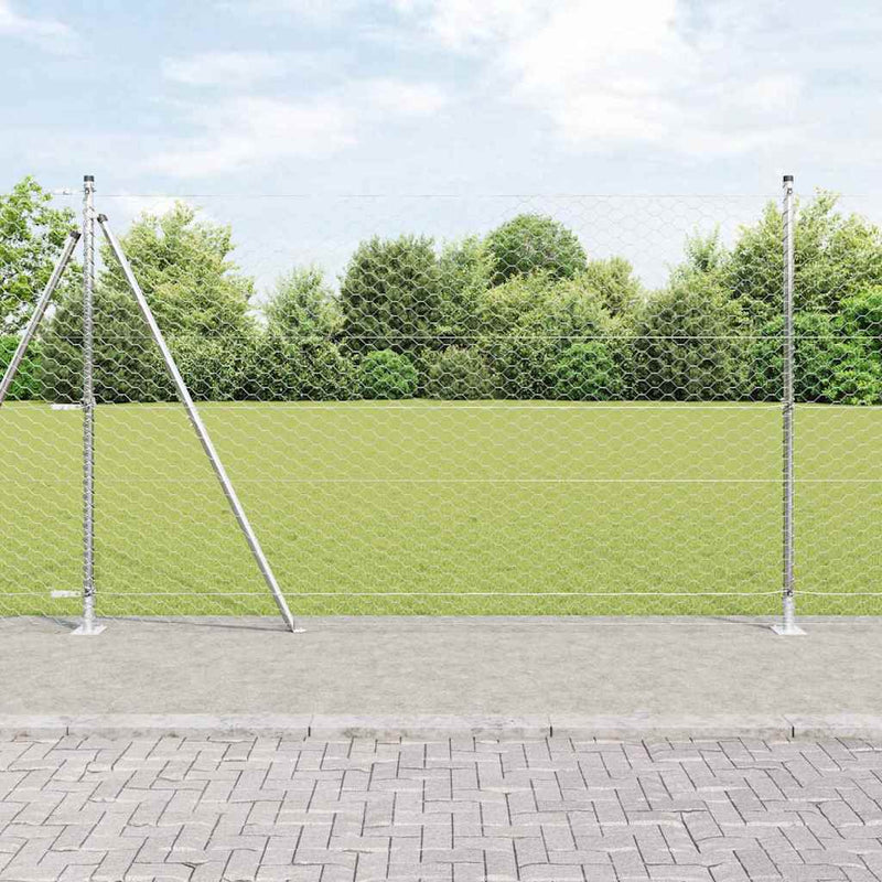 Afbeelding laden in galerijviewer, Vidaxl afrasteringspaal zilver 10 x 1,6 m (50 mm gaas) staal
