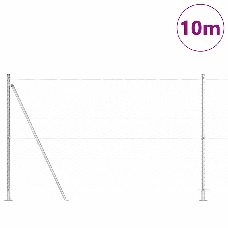Afbeelding laden in galerijviewer, Vidaxl afrasteringspaal zilver 10 x 1,6 m (50 mm gaas) staal
