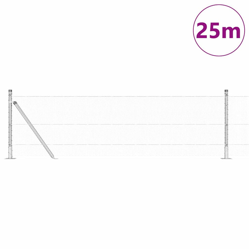 Afbeelding laden in galerijviewer, Vidaxl afrasteringspaal zilver 25 x 0,5 m (13 mm gaas) staal

