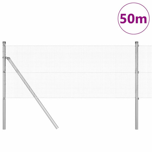 Vidaxl afrasteringspaal zilver 50 x 0,4 m (12 x 12 mm gaas) staal