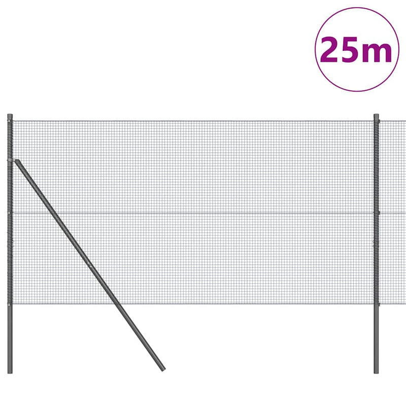 Afbeelding laden in galerijviewer, Vidaxl afrasteringspaal grijs 25 x 1 m (16 x 16 mm gaas) staal
