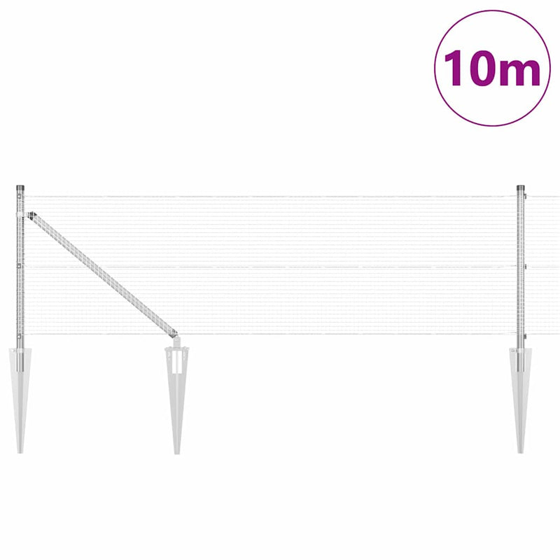 Afbeelding laden in galerijviewer, Vidaxl afrasteringspaal zilver 10 x 0,4 m (16 x 16 mm gaas) staal
