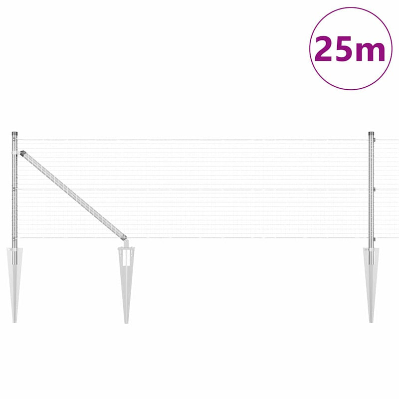 Afbeelding laden in galerijviewer, Vidaxl afrasteringspaal zilver 25 x 0,4 m (25 x 25 mm gaas) staal
